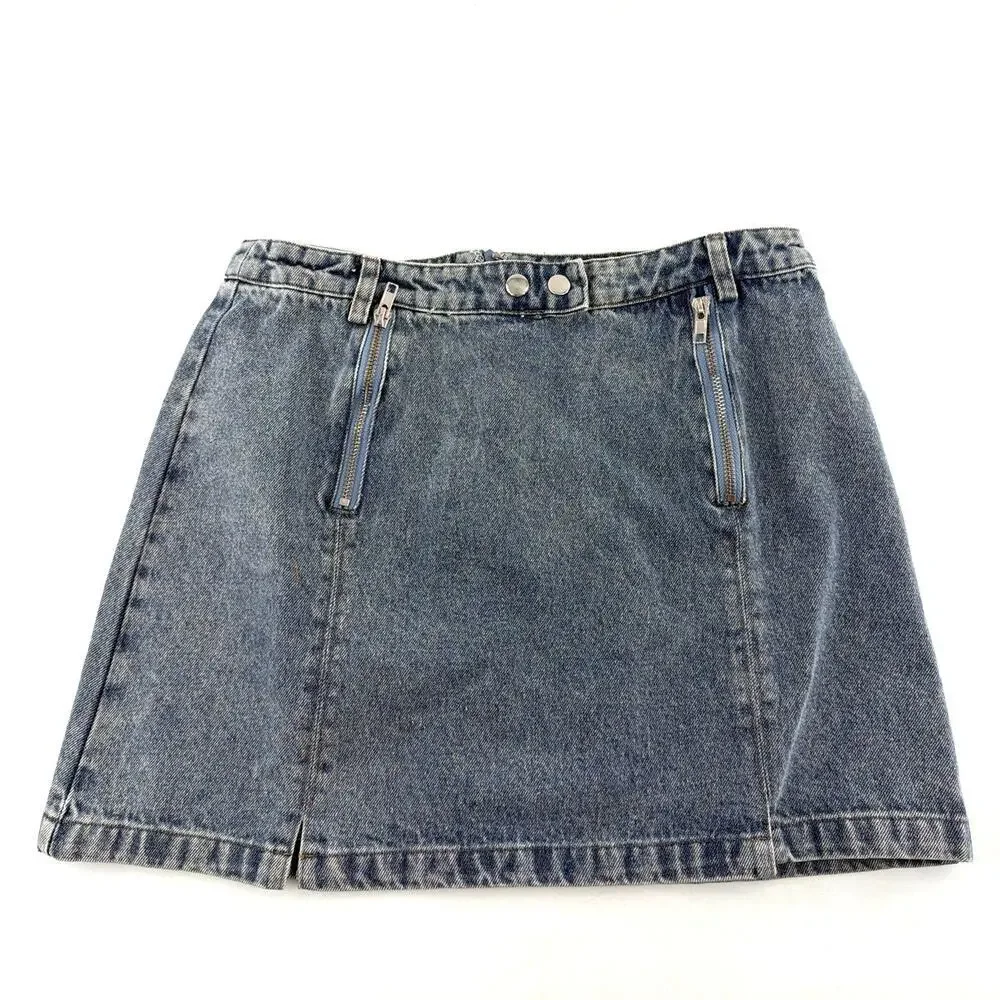 VICI Women's Dark Denim Arlin Zipper Accent Mini Skirt Size M